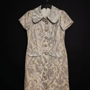 Hand-Tailored Metallic Brocade Mod Shift Dress | One-of-a-Kind | Size 4